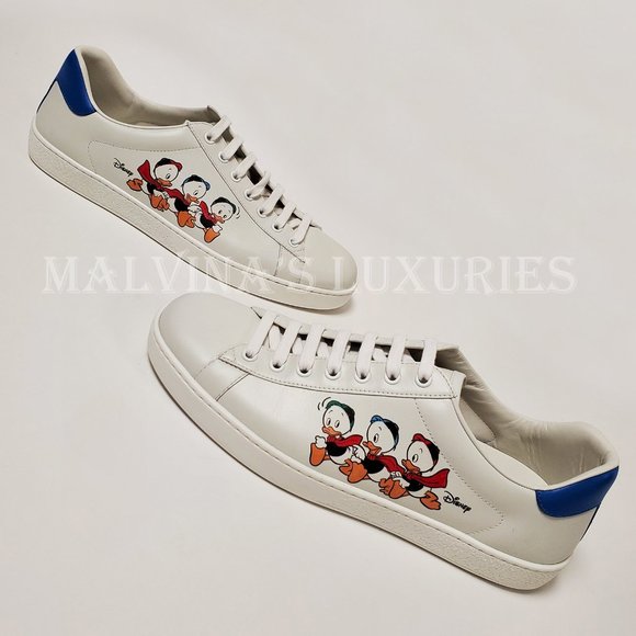 GUCCI SNEAKERS MENS LEATHER DISNEY ACE HUEY DEWEY LOUIE LOGO SHOES 9G US 9.5 - Picture 8 of 16